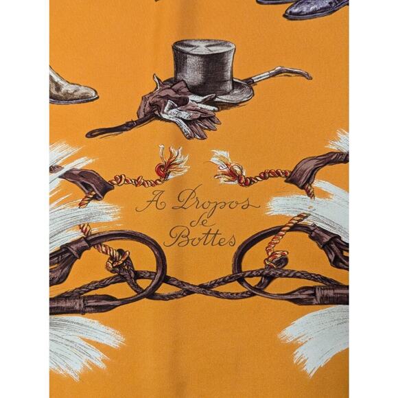 Authentic Hermes A Propos de Bottes Orange Silk Scarf 90 - Picture 4 of 8